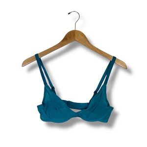 Cuup The Plunge Bra Peacock Blue Teal 32B Mesh Underwire Bralette T Shirt Bra